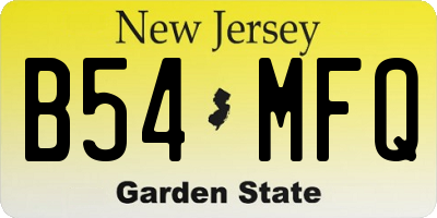 NJ license plate B54MFQ