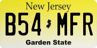 NJ license plate B54MFR