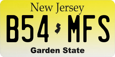 NJ license plate B54MFS