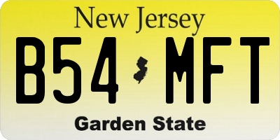 NJ license plate B54MFT