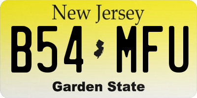 NJ license plate B54MFU