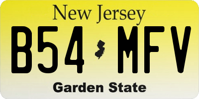 NJ license plate B54MFV