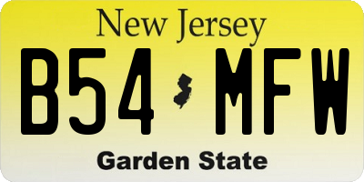 NJ license plate B54MFW