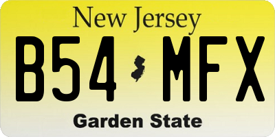 NJ license plate B54MFX