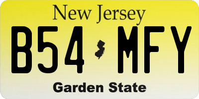 NJ license plate B54MFY