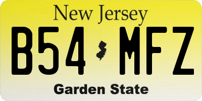 NJ license plate B54MFZ