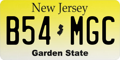 NJ license plate B54MGC