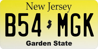 NJ license plate B54MGK