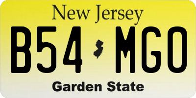 NJ license plate B54MGO