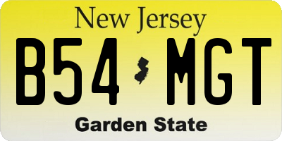 NJ license plate B54MGT