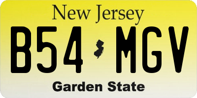 NJ license plate B54MGV