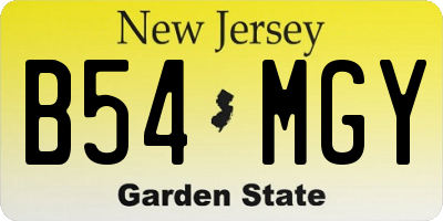 NJ license plate B54MGY