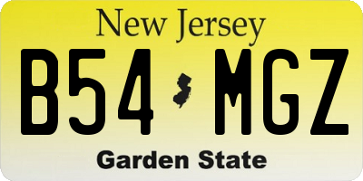 NJ license plate B54MGZ