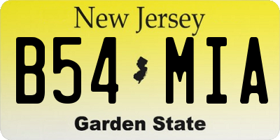 NJ license plate B54MIA