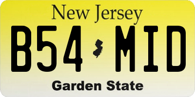 NJ license plate B54MID