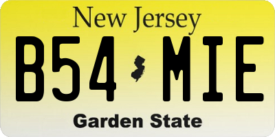 NJ license plate B54MIE