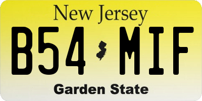 NJ license plate B54MIF