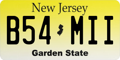 NJ license plate B54MII