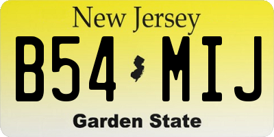 NJ license plate B54MIJ