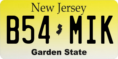 NJ license plate B54MIK