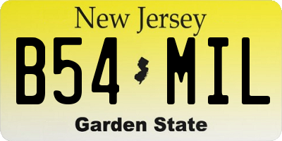 NJ license plate B54MIL
