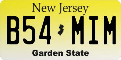 NJ license plate B54MIM