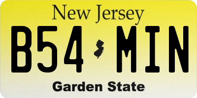 NJ license plate B54MIN