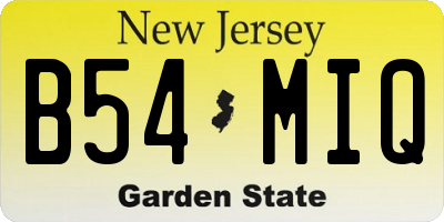 NJ license plate B54MIQ
