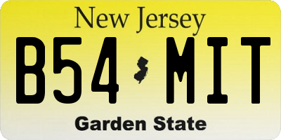 NJ license plate B54MIT