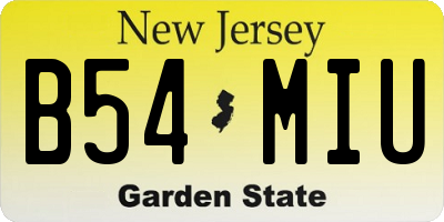 NJ license plate B54MIU