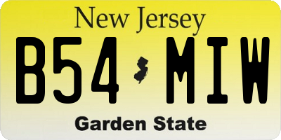 NJ license plate B54MIW