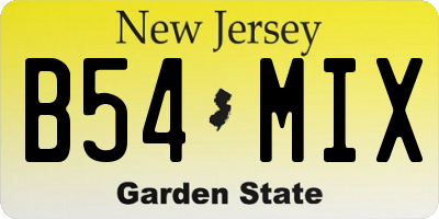 NJ license plate B54MIX