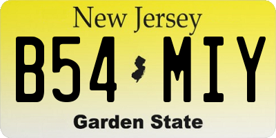 NJ license plate B54MIY