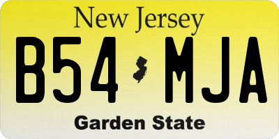 NJ license plate B54MJA