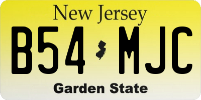NJ license plate B54MJC