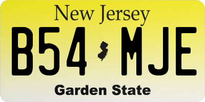 NJ license plate B54MJE