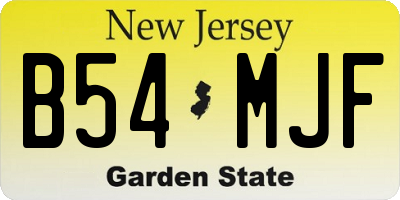 NJ license plate B54MJF