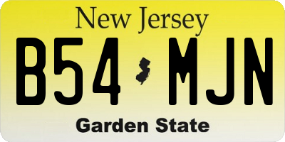 NJ license plate B54MJN
