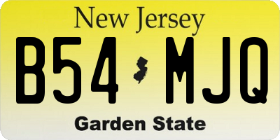 NJ license plate B54MJQ