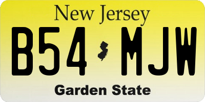 NJ license plate B54MJW