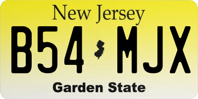 NJ license plate B54MJX