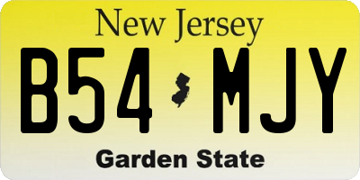 NJ license plate B54MJY