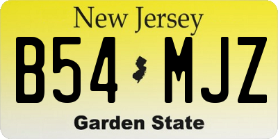 NJ license plate B54MJZ