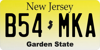 NJ license plate B54MKA