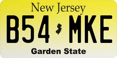 NJ license plate B54MKE