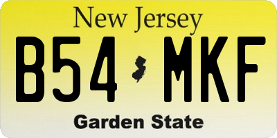 NJ license plate B54MKF