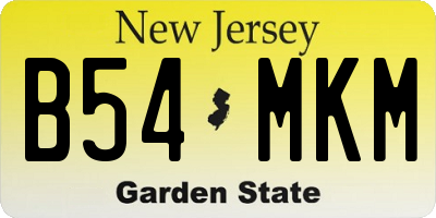 NJ license plate B54MKM