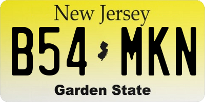 NJ license plate B54MKN