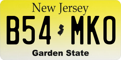 NJ license plate B54MKO