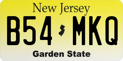 NJ license plate B54MKQ